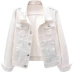 Women's Distressed Ripped Long-Sleeve Denim Jacket