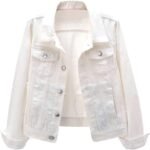 Women's Distressed Ripped Long-Sleeve Denim Jacket