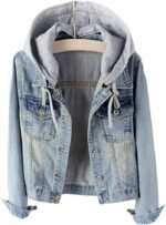 Women's Denim Jacket with Detachable Hood