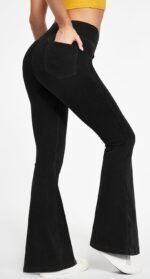 Women's High-Waisted V-Cut Wide-Leg Flare Trousers - Image 2