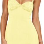 Square-Neck Sleeveless Camisole Mini Dress With Lace Panels
