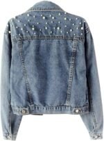 Women's Denim Jacket with Pearl Embroidery - Image 2