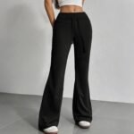 Women's High-Waisted Drawstring Wide-Leg Athletic Flare Pants - Image 2