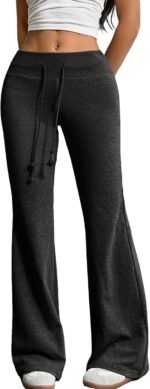 Women's High-Waisted Drawstring Wide-Leg Athletic Flare Pants