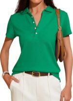 Women's Collared V-Neck Short-Sleeve Business-Casual Polo