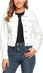 Women's Denim Jacket with Pockets and Buttons