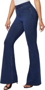 Women's High-Waisted Stretchy Wide-Leg Flare Jeans