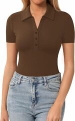 Women's Slim-Fit V-Neck Polo Top