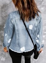 Women's Boyfriend-Style Washed Denim Jacket - Image 2
