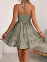 Halter-Neck Backless A-Line Mini Dress With Ruffles - Image 2