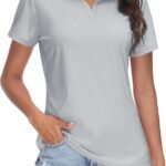 Women's V-Neck Sun-Protective Quick-Dry Short-Sleeve Golf Polo