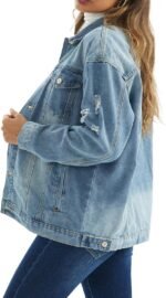 Women's Loose-Fit Distressed Trucker Denim Jacket - Image 2