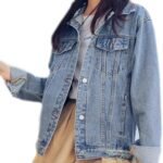 Women's Loose Distressed Boyfriend-Style Denim Jacket