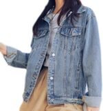 Women's Loose Distressed Boyfriend-Style Denim Jacket