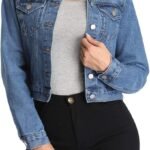 Women's Cropped Denim Jacket with Collar