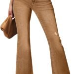 Women's High-Waisted Distressed Raw-Hem Flare Jeans