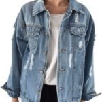 Women's Loose Ripped Boyfriend-Style Denim Jacket