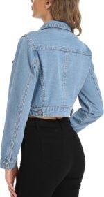 Women's Cropped Denim Jacket with Pockets and Buttons - Image 2