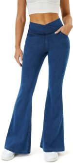 Women's High-Waisted Crisscross Flare Jeans with Butt-Lift