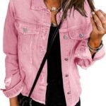Women's Washed Boyfriend-Style Cropped Denim Jacket