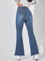 Women's High-Waisted Raw-Hem Flare Jeans (Petite) - Image 2