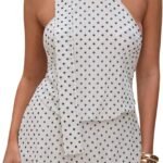 Polka-Dot Halter-Neck Backless A-Line Mini Dress—Party Style