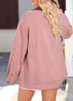 Women's Long-Sleeve Denim Jacket with Color-Block Lapel - Image 2