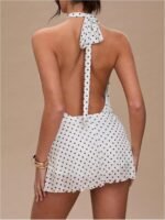 Polka-Dot Halter-Neck Backless A-Line Mini Dress—Party Style - Image 2