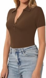Women's Slim-Fit V-Neck Polo Top - Image 2