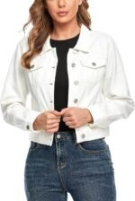 Women's Denim Jacket with Pockets and Buttons - Image 2