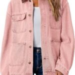 Women's Long-Sleeve Denim Jacket with Color-Block Lapel