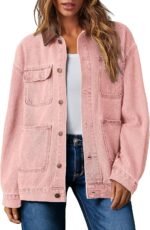Women's Long-Sleeve Denim Jacket with Color-Block Lapel