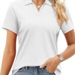 Women's Pure Cotton Collared V-Neck Short-Sleeve Casual Polo