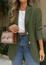 Women's Open-Front Smart Blazer with Lapel Collar - Image 2