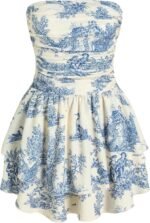 Strapless Fitted Mini Dress With Ruching And Ruffles—Elegant Cocktail Style